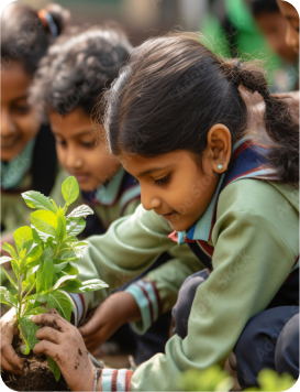 Providing fruit saplings to Govt. Primary School